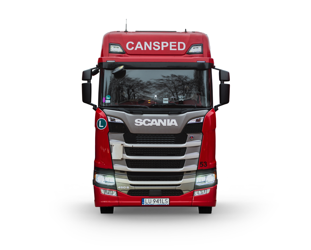 Cansped – nowoczesna flota pojazdów transportowych, zapewniających bezpieczny transport towarów; każdy pojazd wyposażony w system lokalizacji GPS